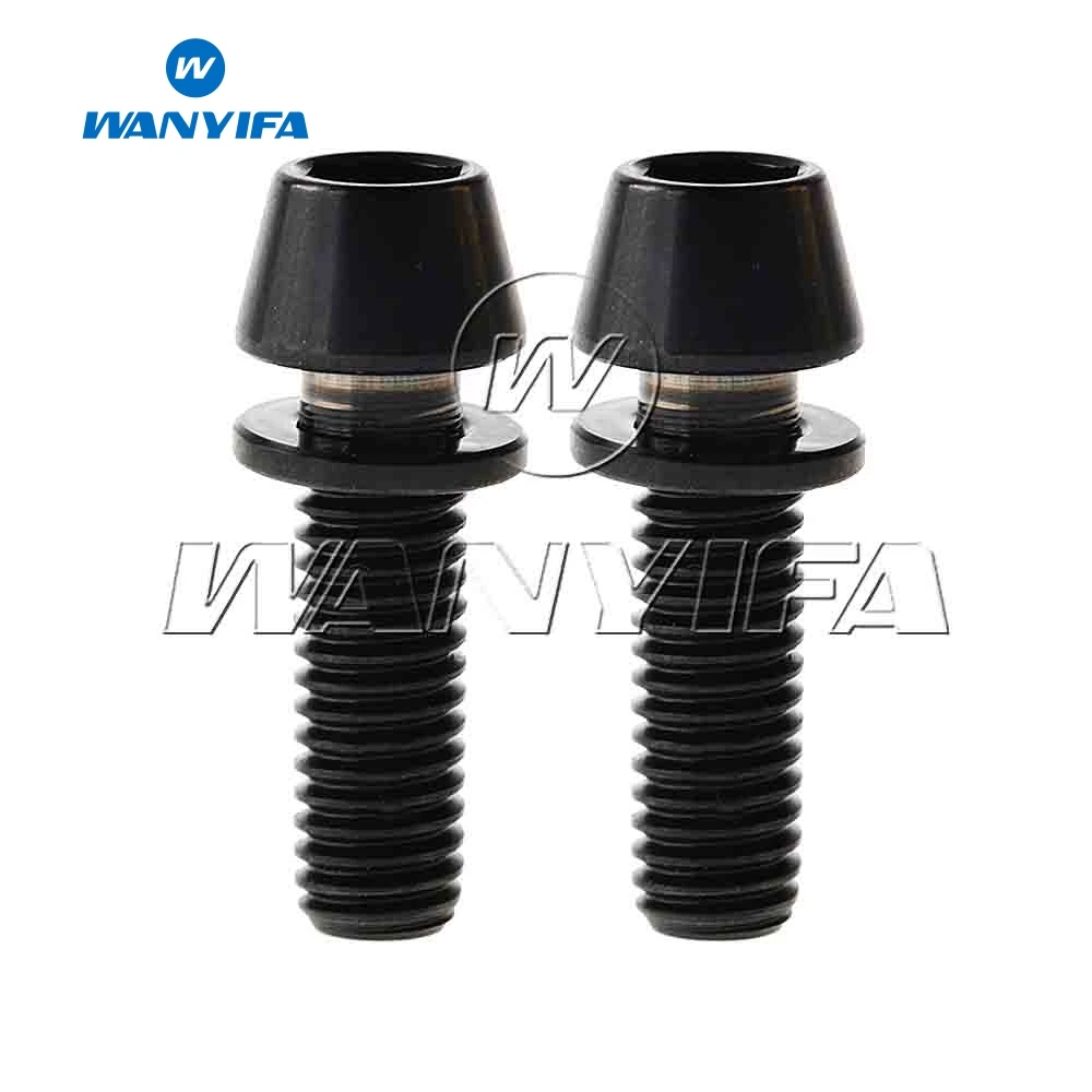Титановый "Wanyifa" Ti болты M5x16mm для Велосипедный вынос руля шестигранного конические головки болта с прокладками, 2 шт