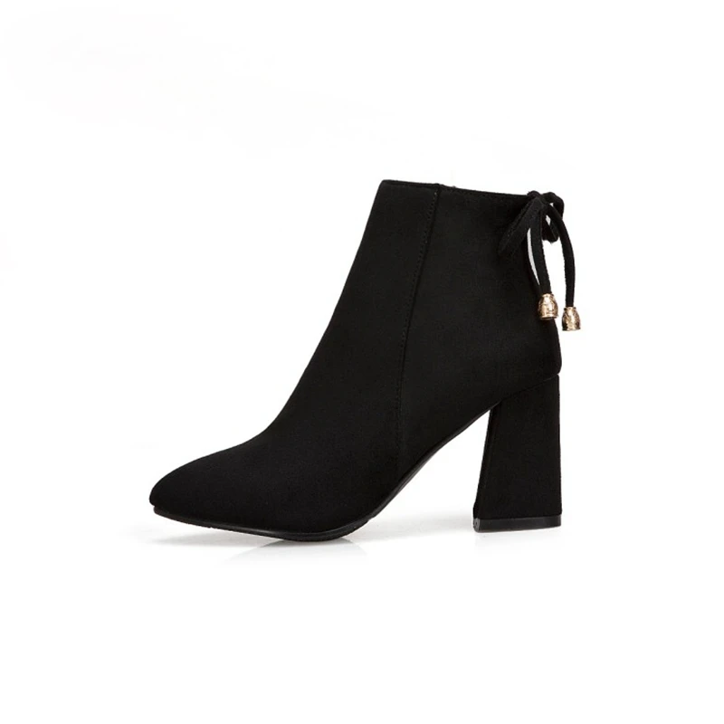 BLXQPYT/Botas Mujer зимние ботинки новые женские с острым носком и пряжкой пикантные