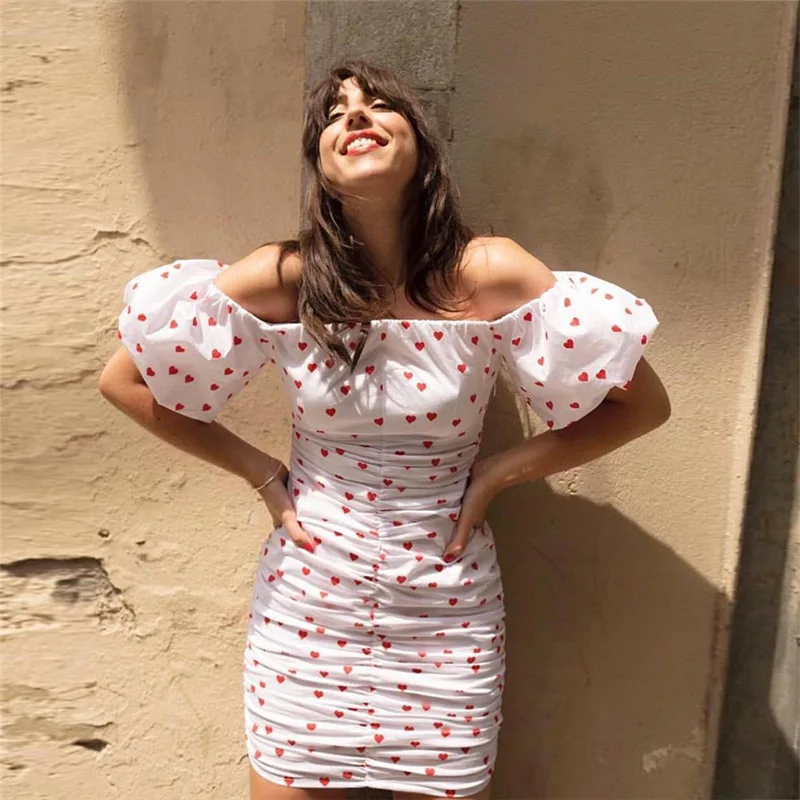 Платье женское шифоновое с открытыми плечами и рукавами фонариками|Женские