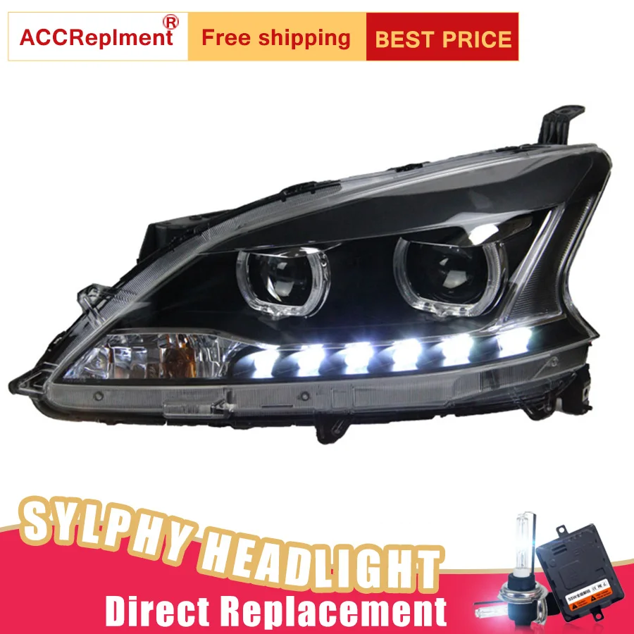 2Pcs LED Headlights For Nissan Sylphy 2012-2015 led car lights Angel eyes xenon HID KIT Fog Daytime Running Lights | Автомобили и
