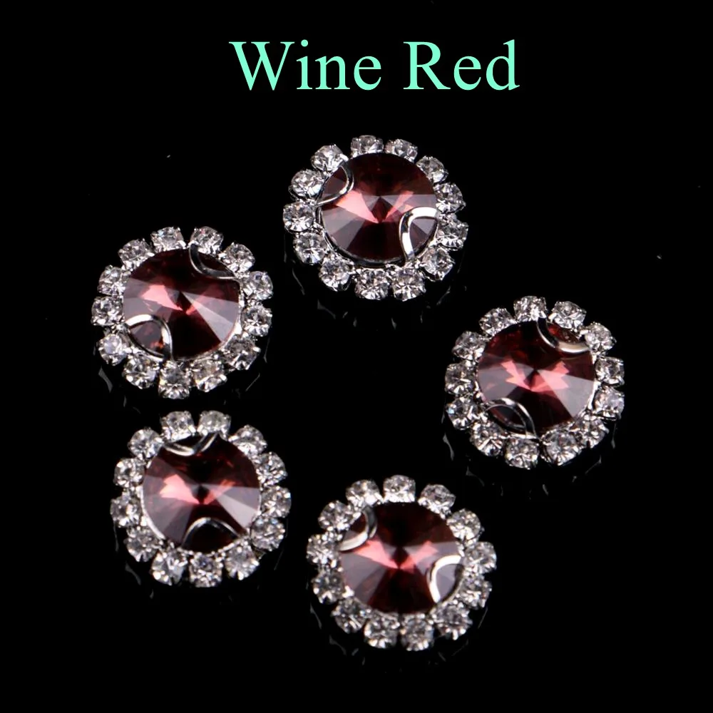 Wine Red Обведено Стразы! Спутниковый Форма Стекло Стразы с когтями пришить с украшением в виде кристаллов СТРАЗА под камень алмаз металлическое основание 10 шт./упак - Цвет: Wine Red