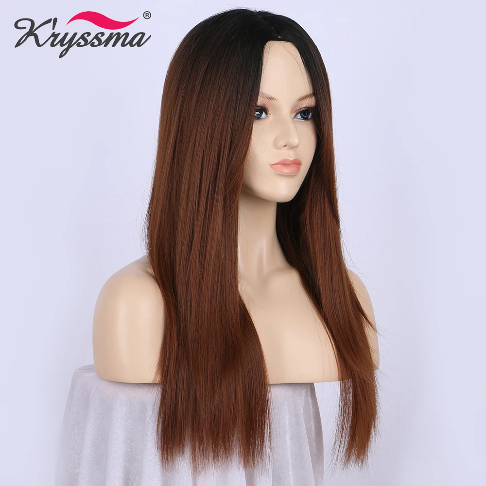 Темно-коричневый Омбре парик синтетические волосы парики для женщин с длинными
