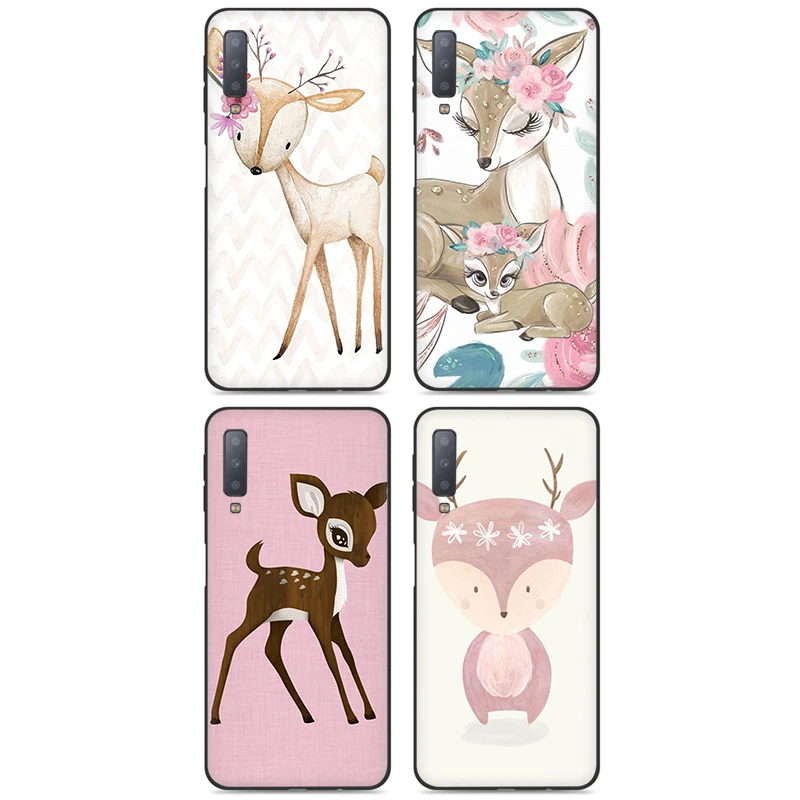 Мягкий чехол с милым оленем для Samsung Galaxy A5 A6 A7 A8 A9 A10S A20S A30S A40S A50S A60 A70 J6 | Мобильные