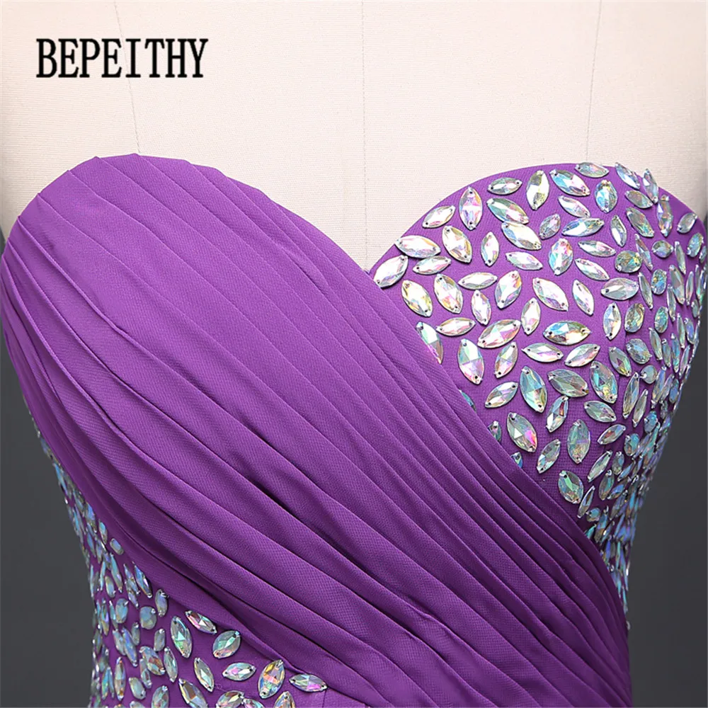 Женское винтажное вечернее платье BEPEITHY фиолетовое шифоновое с кристаллами для