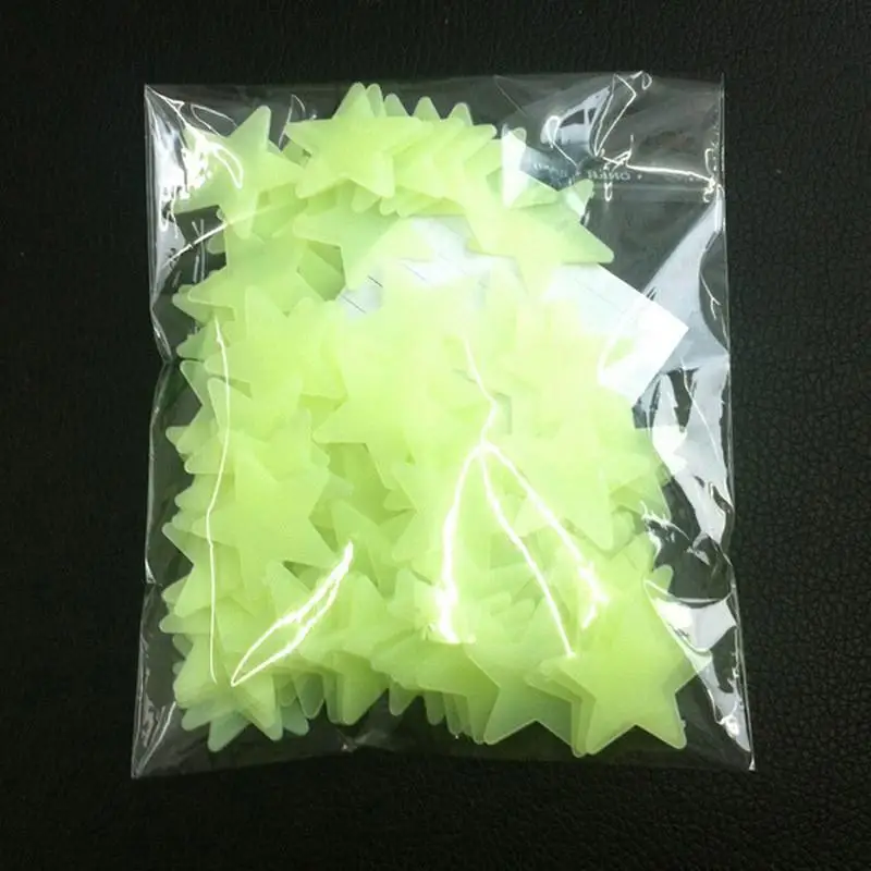 yellow 50Pcs 50 шт. 3d звезды светится в темноте обои светящиеся флуоресцентные настенные наклейки для детей Детская комната Спальня Декор для потолка - Цвет: yellow 50Pcs