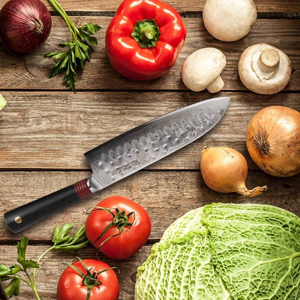 TUO столовые приборы Santoku нож-японский AUS-10 нержавеющая сталь кухня Knfie-молоток