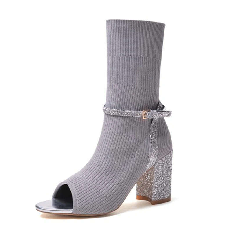 Luchfive/Новинка блестящие вязаные носки обувь для женщин туфли с блестками и