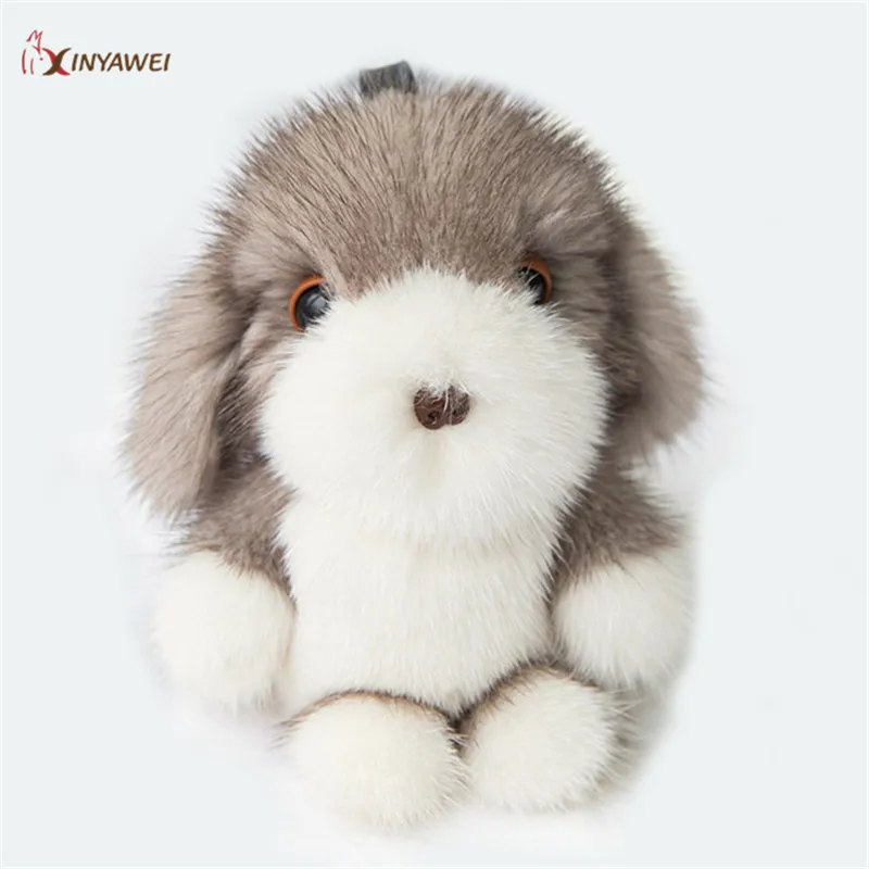 Прекрасный помпон брелки с собаками, сумка, подвеска, пушистый брелок для домашних животных, брелок с изображением щенка для автомобиля, брелок для ключей для женщин из натурального меха норки, ювелирный брелок