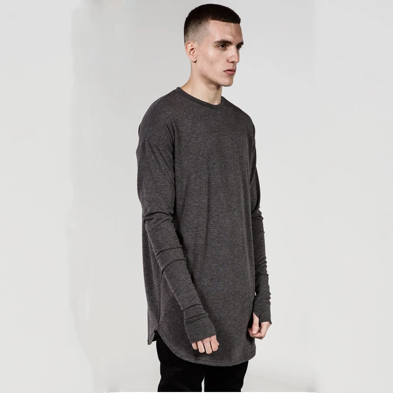 Новая однотонная черная белая серая футболка с отверстиями для большого пальца и