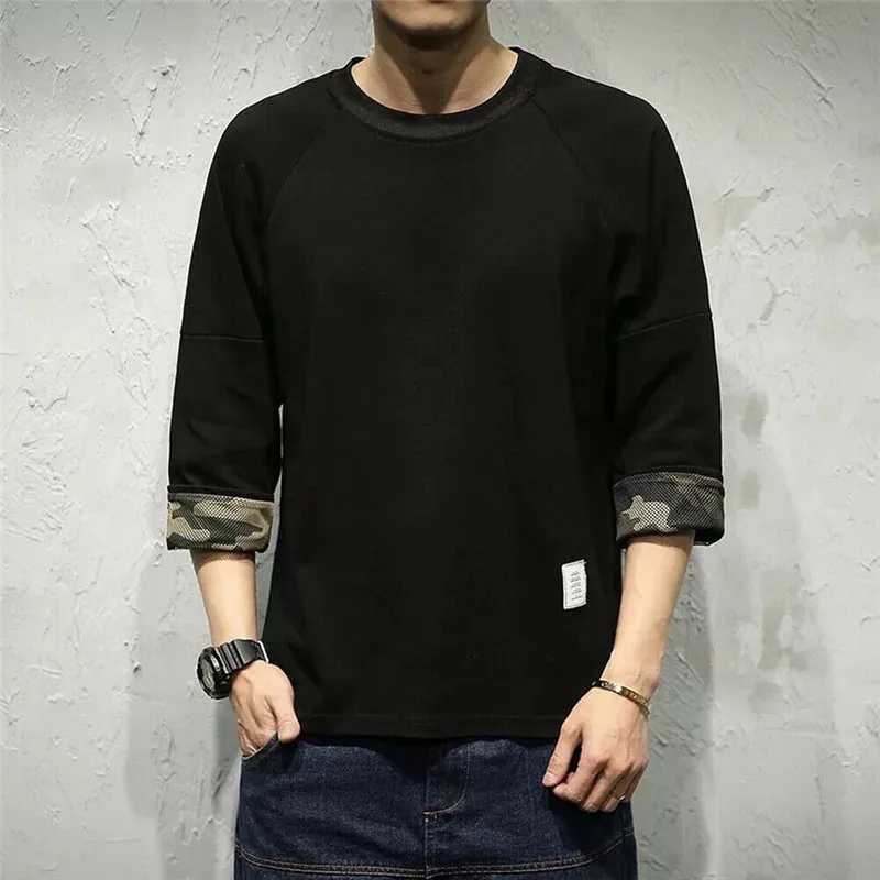 Мужская облегающая футболка с рукавом три четверти летняя повседневная