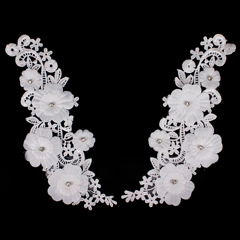 10 пар 3D блестящие зеркальные кружевные нашивки с бусинами Цветочная вышивка