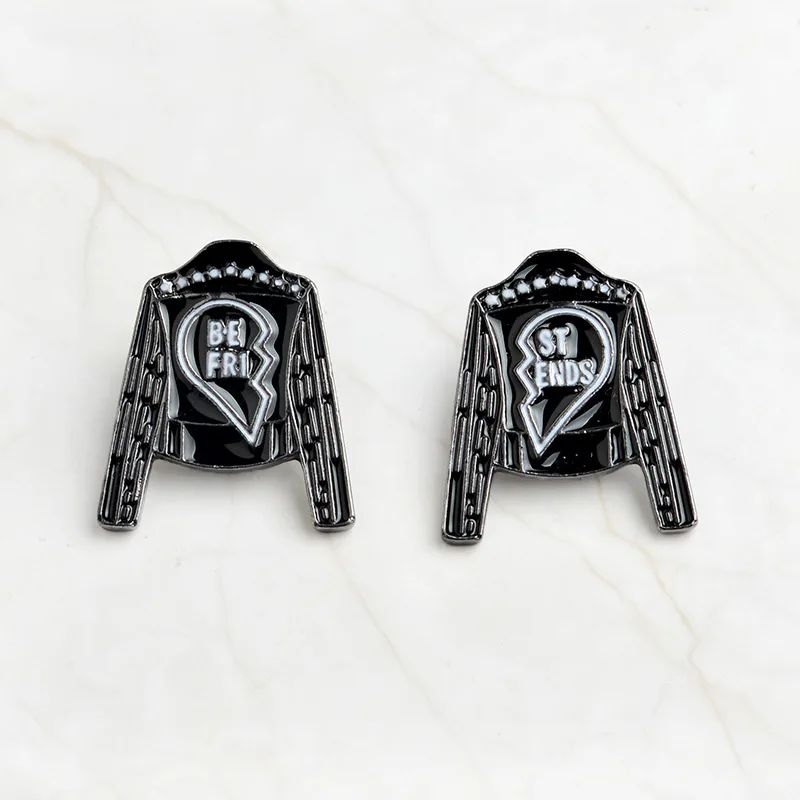 2018 Творческая 2 шт./компл. best друг черная одежда брошь значок сплава капает эмаль