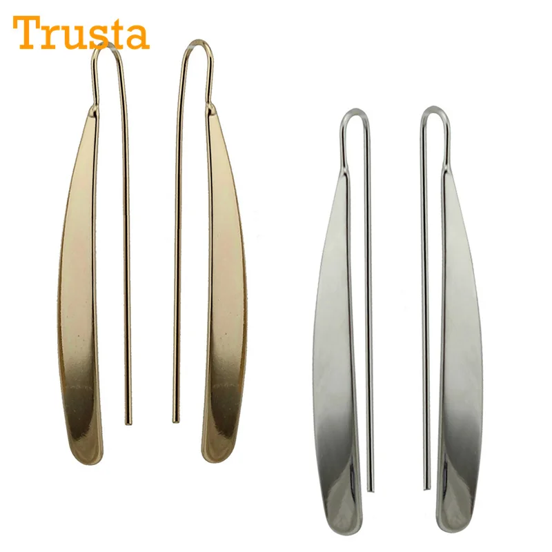 Trusta Лидер продаж Бесплатная доставка модные золотые/серебряные серьги 2 3