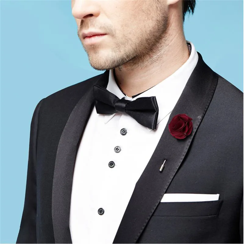 Мужской/женский галстук бабочка однотонный из полиэстера с бантом 5|Мужские