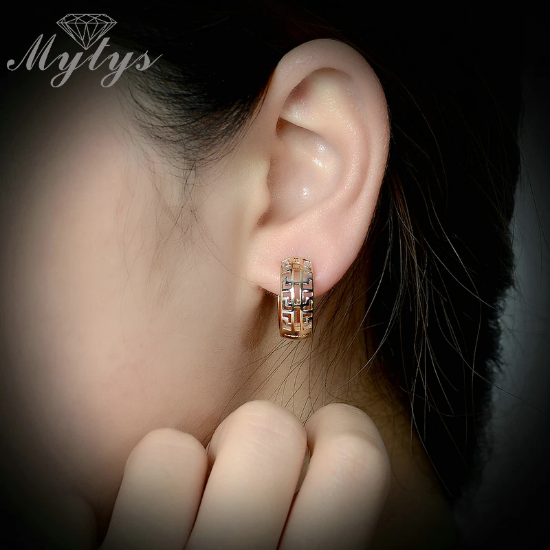 Женские серьги Mytys модные с геометрическим узором маленькие кольца CE266|hoop earrings for