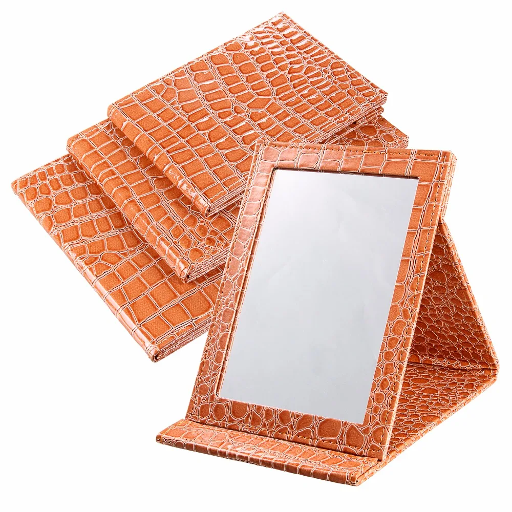 Новая мода портативный складной макияж зеркало косметическое с кожаной отделкой