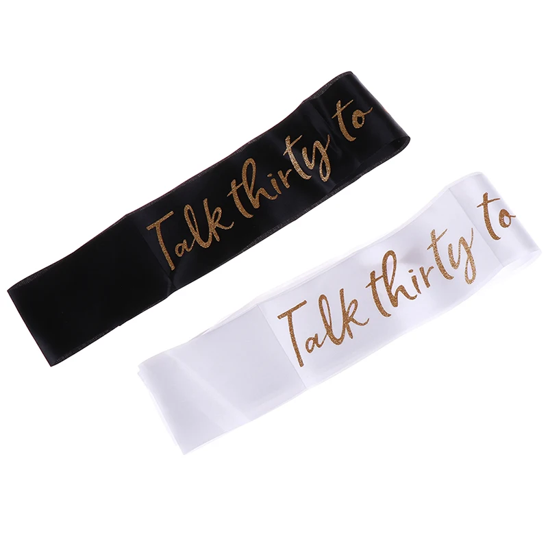 

30 year old birthday Sash Happy 30th Birthday Party Decorations Supplies Sash for Women Gold Talk Thirty to Me Satin