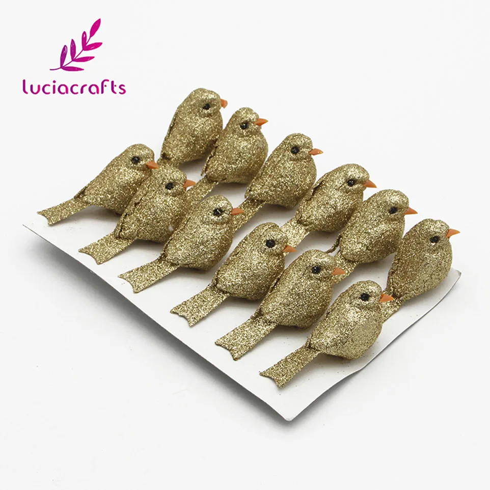 Lucia crafts 12 шт./лот 2,5*5 см пена Искусственные Птицы вечерние свадебные/части/рождественские поделки, скрапбукинг украшения H0455