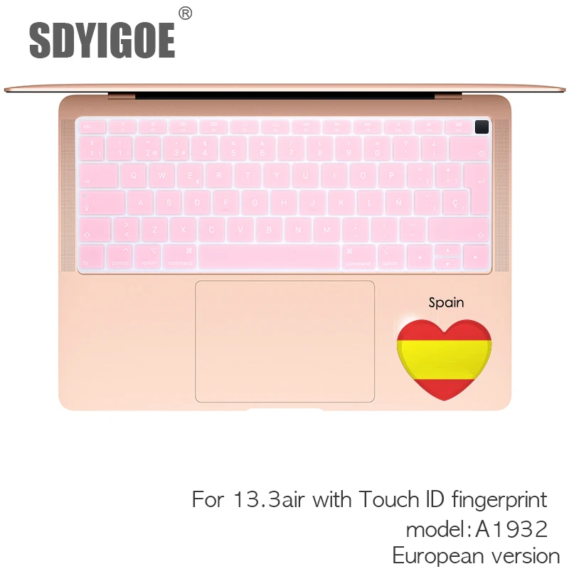 

Spanish Chile Laptop keyboard cover for macbook air 13 A1932 EU Keyboard Cover Color protective film display Spain Language