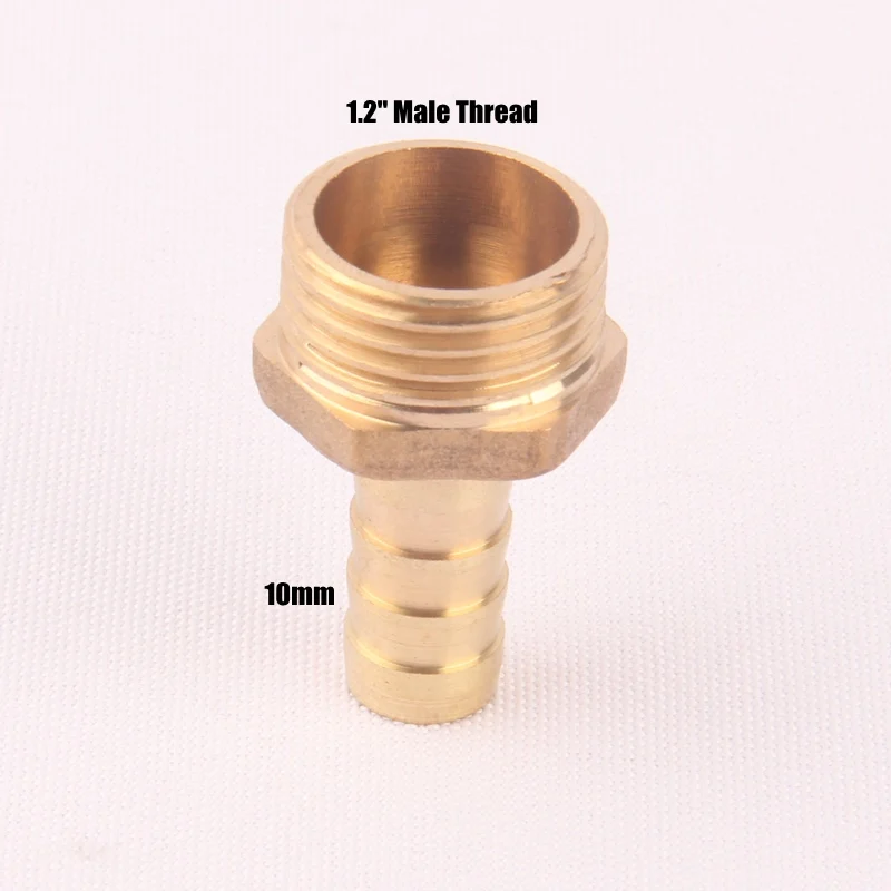1l2 Male-10mm 1/" Женская Мужская резьба шланга Соединитель 8-19 мм Чистая латунь пагода водяные соединители орошение медь газ мягкий шланг адаптеры - Цвет: 1l2 Male-10mm