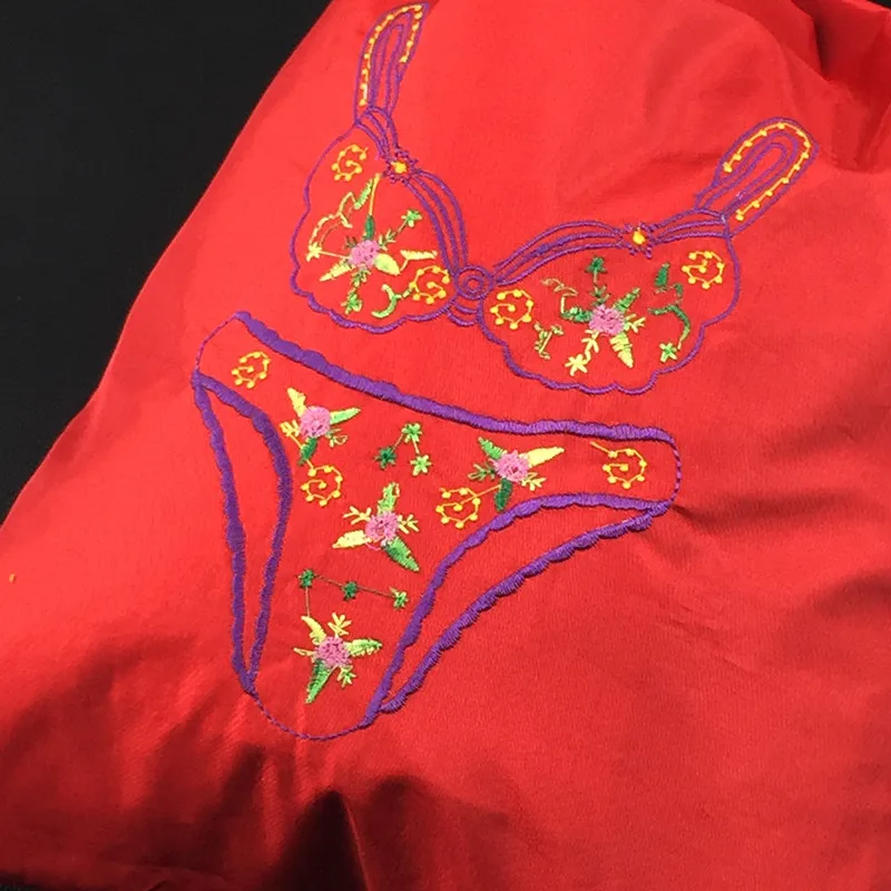 Embroidery Drawstring Extra Large Jewelry Pouch Satin Cloth Storage Bag Travel Bra Underwear Bag Gift Packaging 10pcs/lot