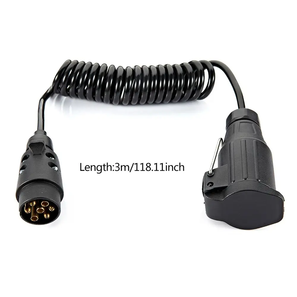 Штепсельная вилка и розетка для прицепа с удлинителем 3 м пружинный соединитель