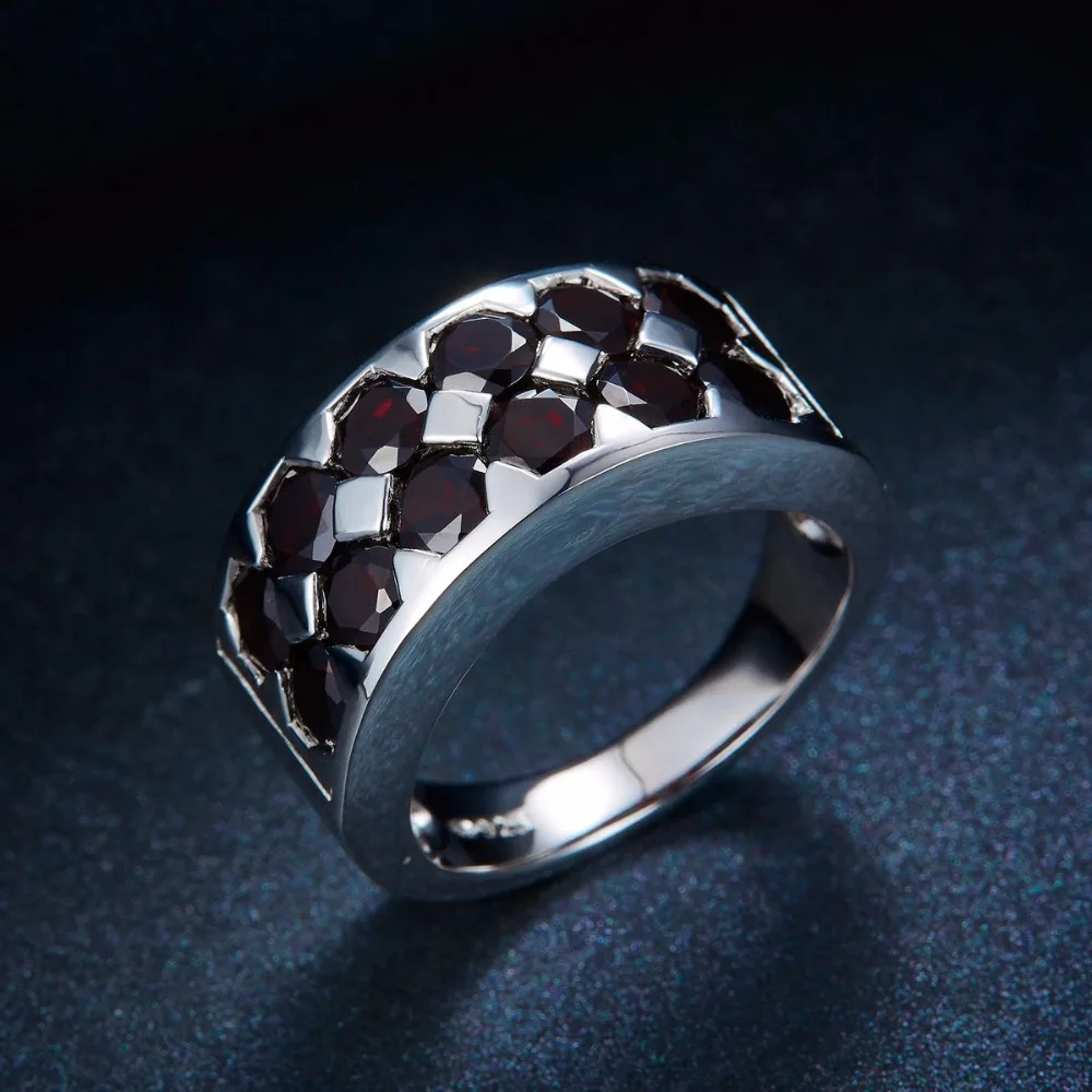 HUTANG обручальное кольцо 4.2ct натуральный черный гранат твердый кластер из