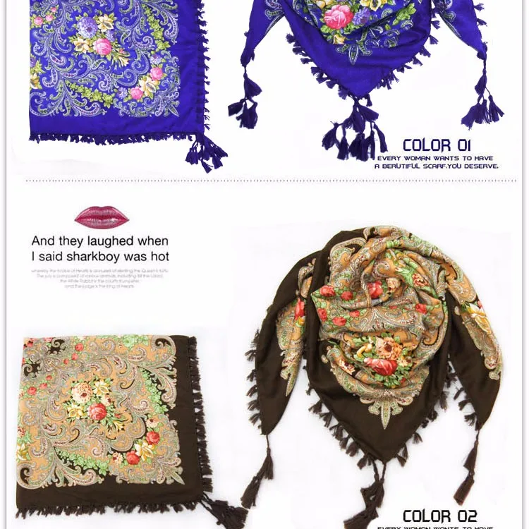 hot sale new fashion woman Scarf square scarves short tassel floral printed Women Wraps Winter lady shawls free shipping-03