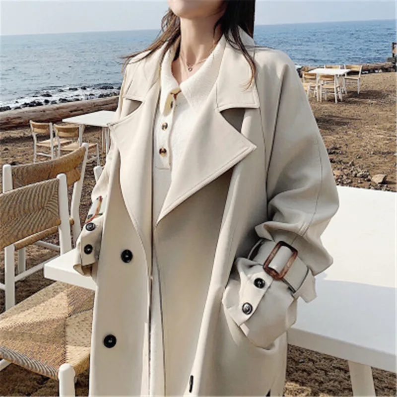 New Arrival 2019 Big Size Teenager Casual Trench Coat With Belt Women's Spring Autumn Long Raincoat Female Outwear 770 | Женская