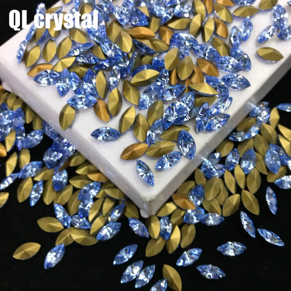 QL Crystal Pointback Rhinestones Navette Glass Nails for making jewelry and Nail 3D | Дом и сад