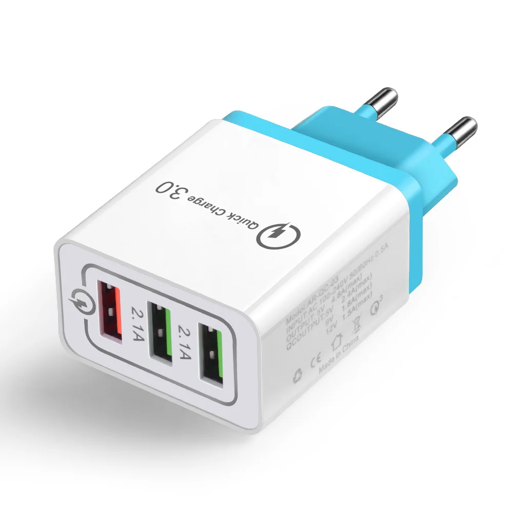 sky blue Олаф Быстрая зарядка 3,0 USB зарядное устройство для iPhone X 8 7 EU US настенное зарядное устройство Быстрая зарядка для Samsung S9 S8 S7 для Huawei P20 Pro Lite - Тип штекера: sky blue