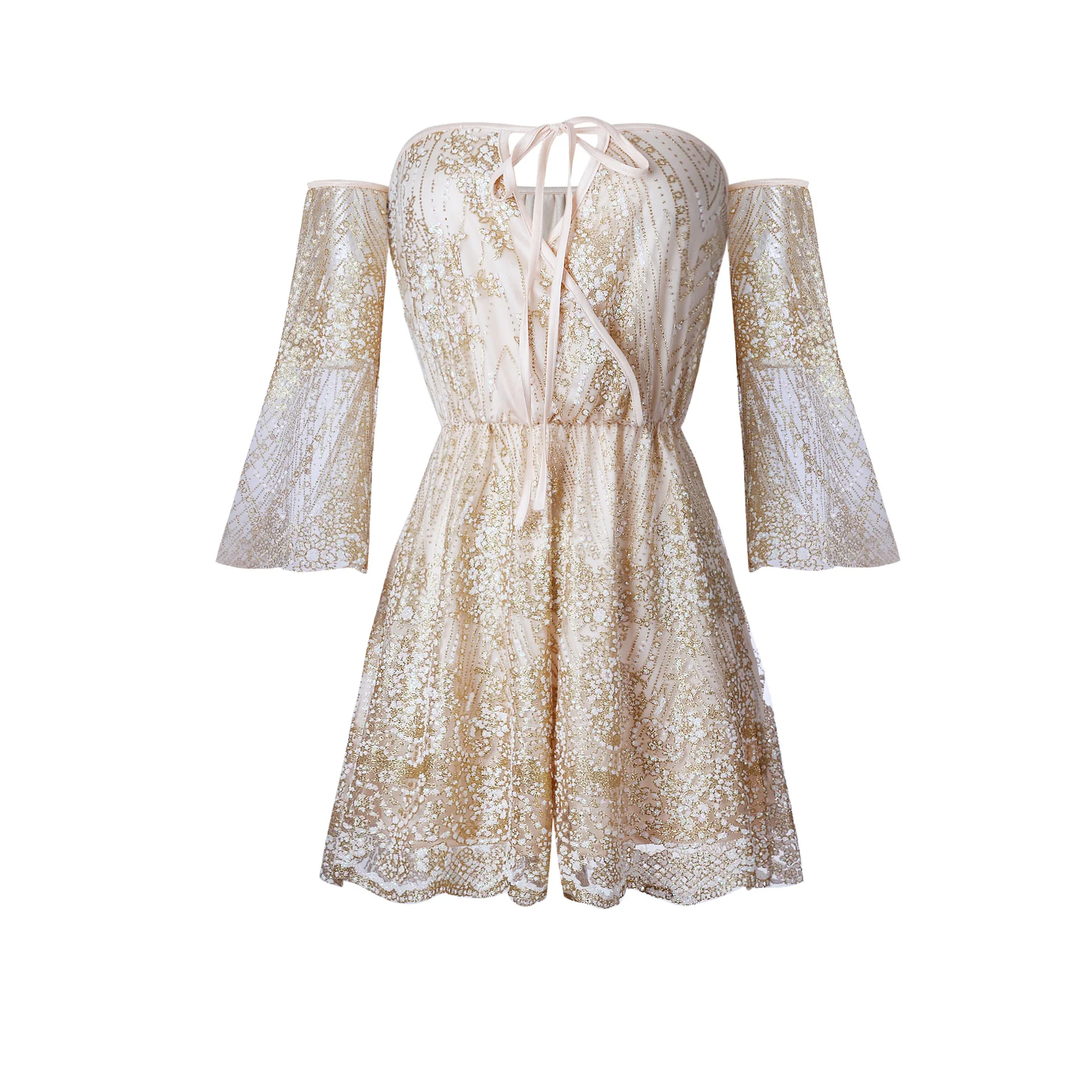 Boho Sequins женские комбинезоны с v-образным вырезом кружева с открытыми плечами праздничный мини-костюм летний пляжный с бретелью-петлей комбинезон с ремешками