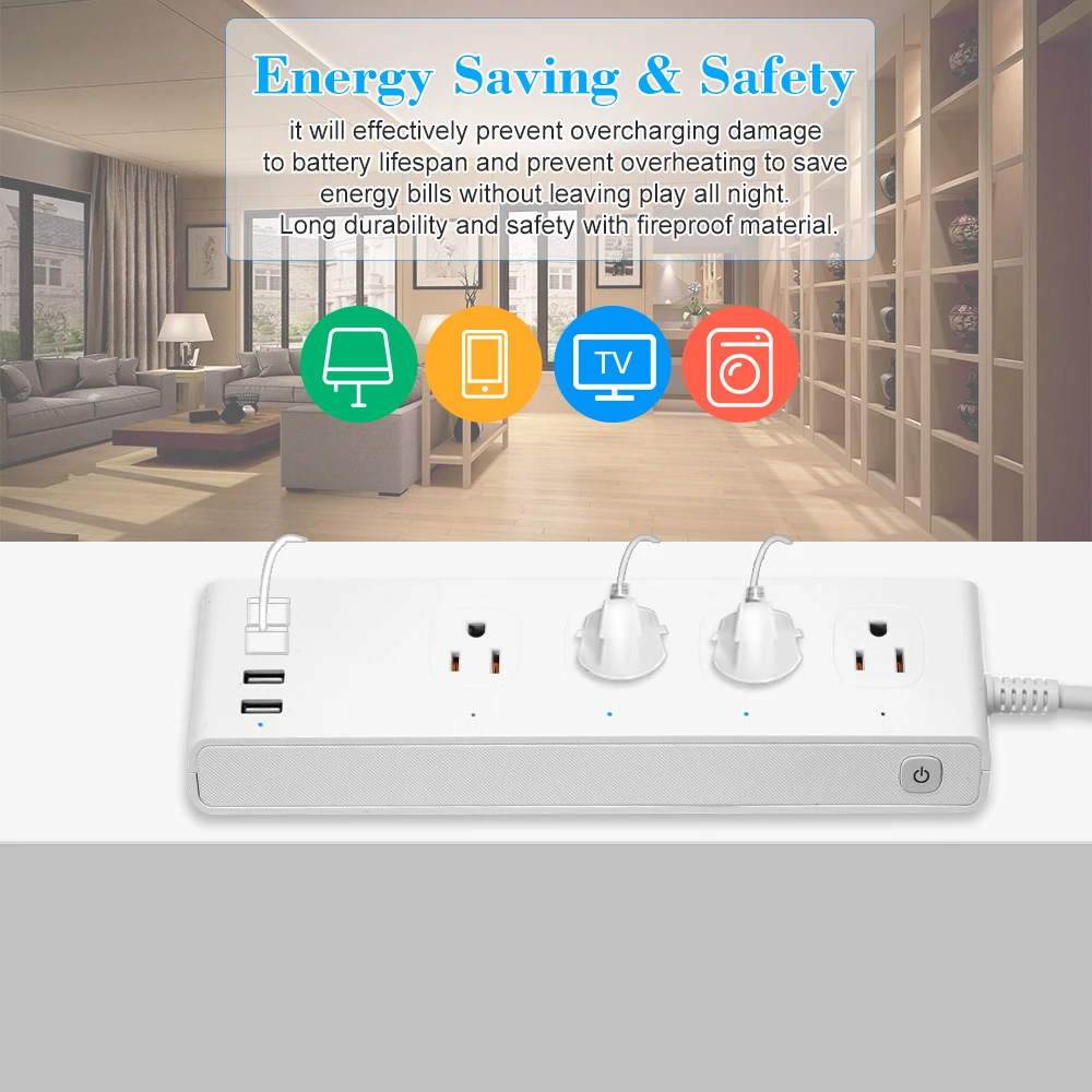 Smart wifi power Strip с 4 выходами переменного тока для индивидуального управления led 4 usb-порта для зарядки приложение управление голосовым управлением для Alexa