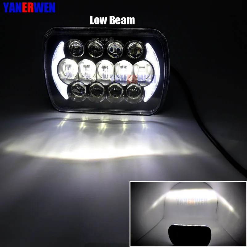 2PCS 105W 5X7 7X6 inch Rectangular Sealed Beam LED Headlight With DRL for Jeep Wrangler YJ Cherokee XJ H6014 H6052 H6054 | Автомобили и