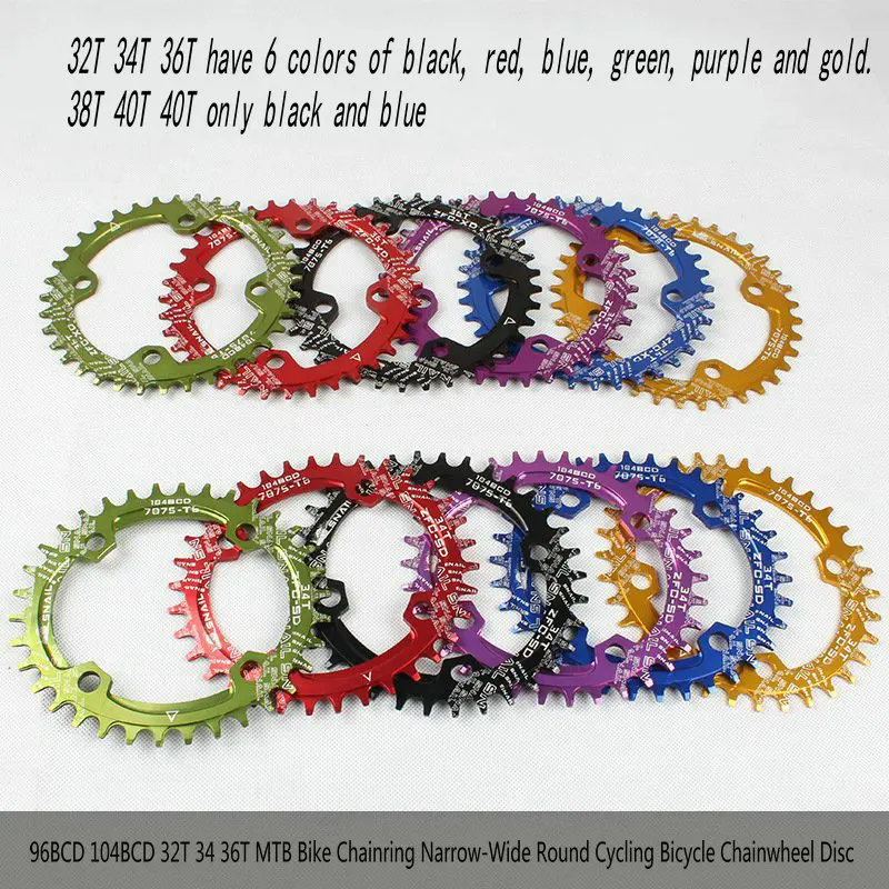 

96BCD 104BCD 32T 34 36T 38T 40T 42T MTB Bike s Narrow-Wide Round Cycling Bicycle Chainwheel Disc Roung/Oval crank wheel