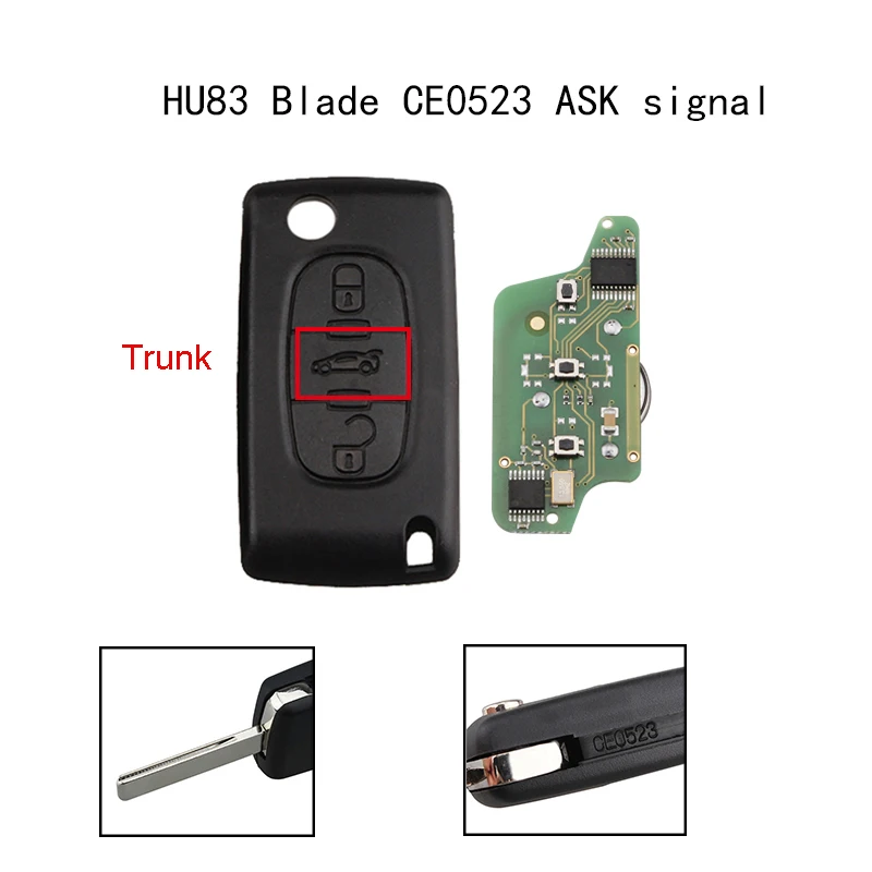 Uncut дистанционный Автомобильный ключ 3 кнопки для PEUGEOT 807 407 308 307 207 CC SW Φ 433Mhz CE0523 ASK