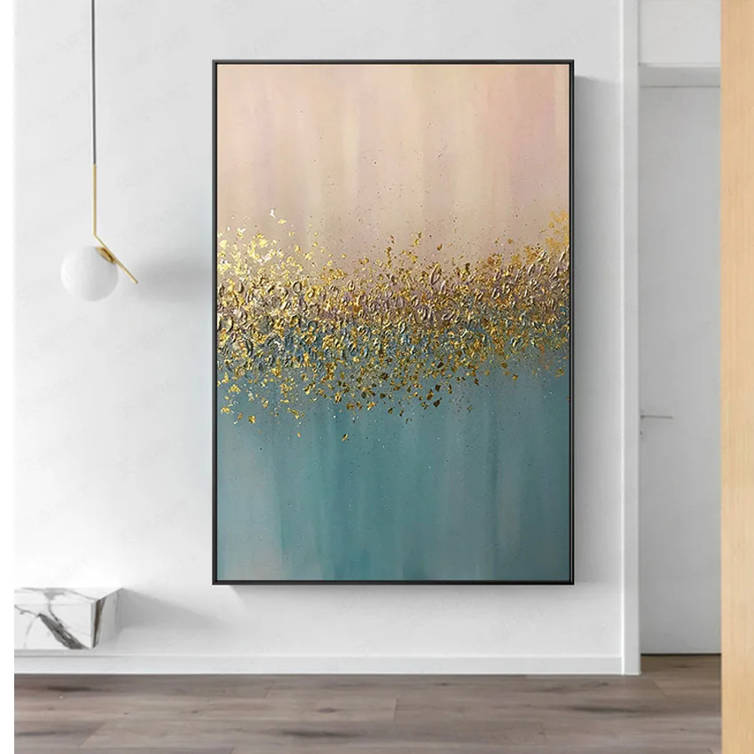 Бесплатная доставка 100% ручная роспись Современные Абстрактные золотые