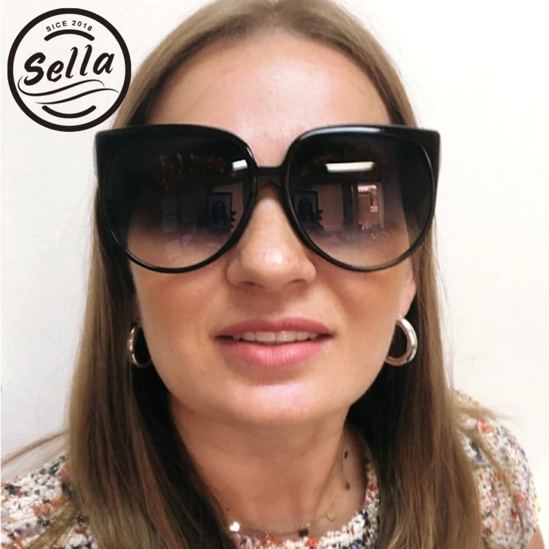 Sella High Quality Acetate Oversized Women Cateye Sunglasses 2019 New Arrival Gradient Lens Sun Glasses Shade For Ladies | Аксессуары