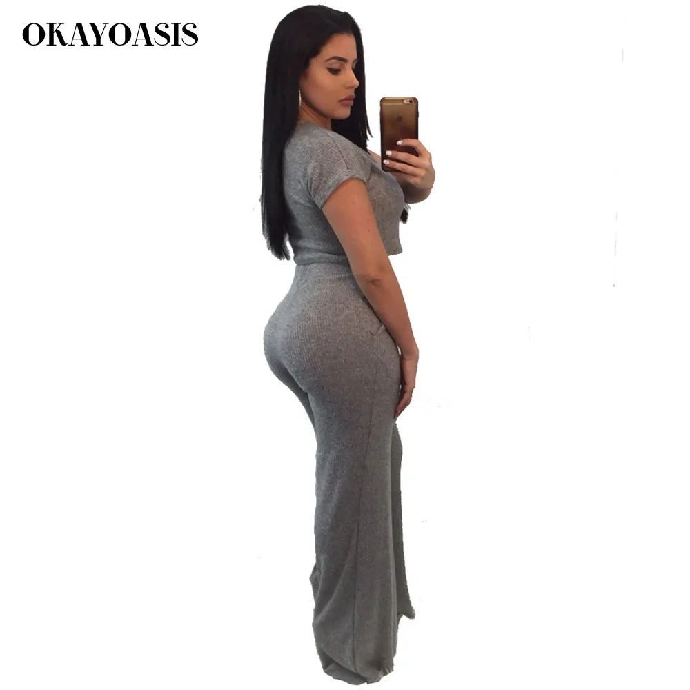 Женский трикотажный комбинезон облегающий костюм из двух предметов короткий топ