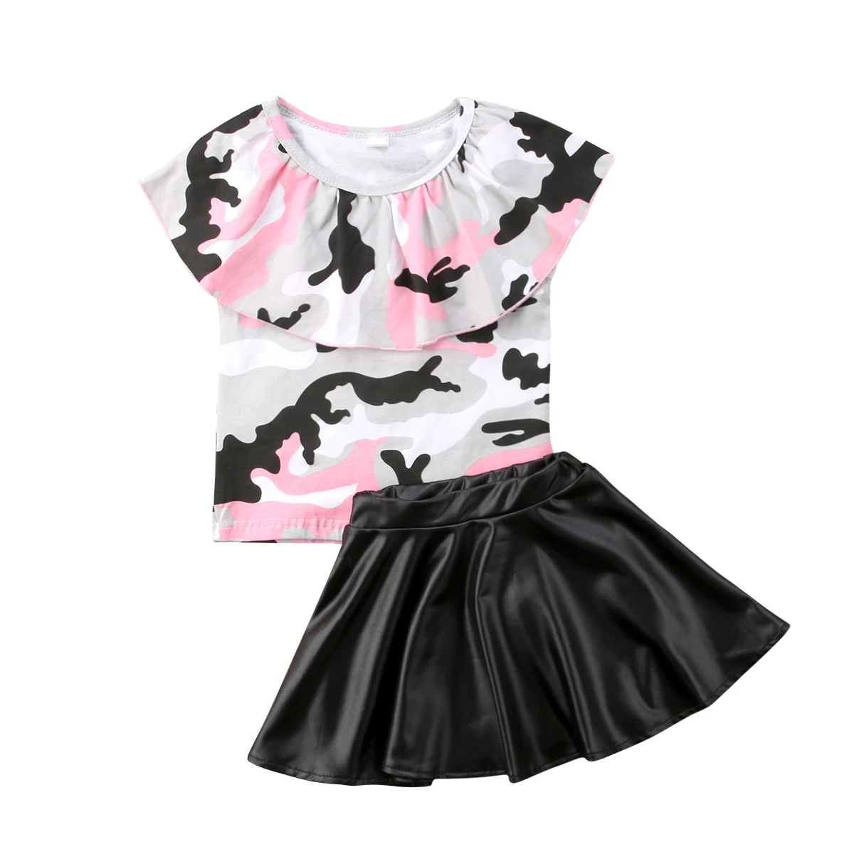 Хлопковые камуфляжные топы для маленьких девочек кожаная юбка летняя одежда