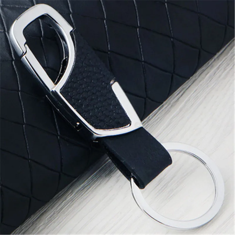 

New Fashion Black Leather Strap Car Keyring Keychain Key Chain Ring Key Fob
