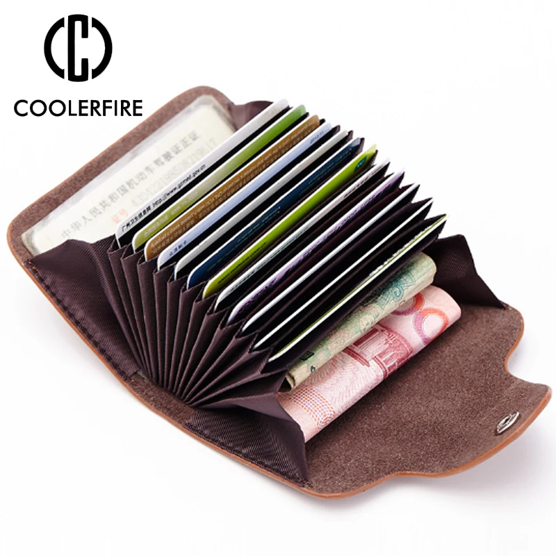 Women Mini Antimagnet Prevent Male Men Business Card Holder Cow Leather Wallet Credit Case Box PJ038 | Багаж и сумки