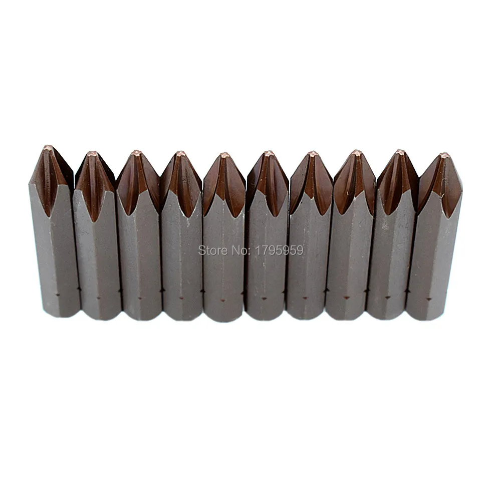 Ударная головка 10 шт. в комплекте PH2 магнитная отвертка Philips bits хромированная