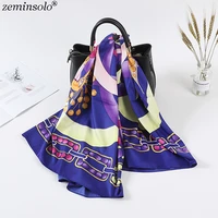 100 twill silk scarf women luxury brand square scarves wraps female neckerchief chain silk foulard large hijab bandana shawls