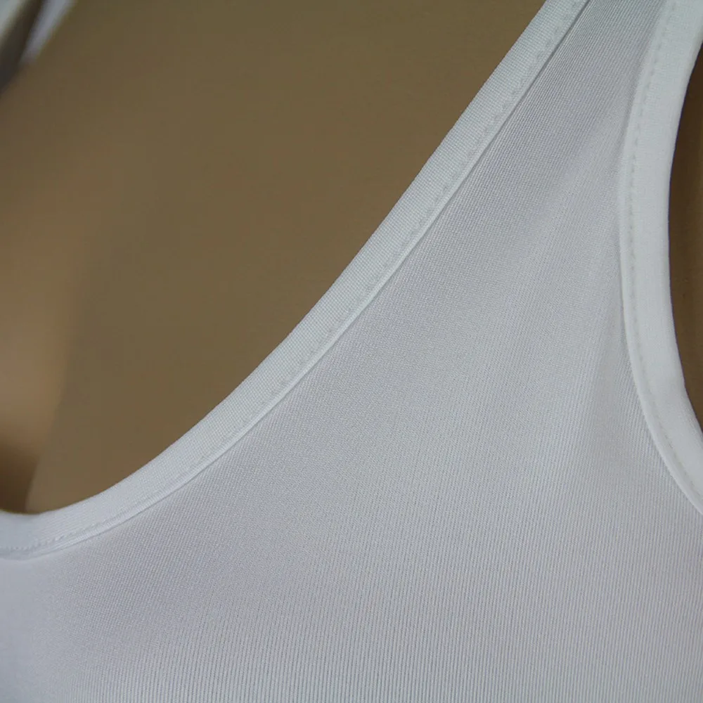 Сексуальное женское белое платье облегающее мини без рукавов для праздника