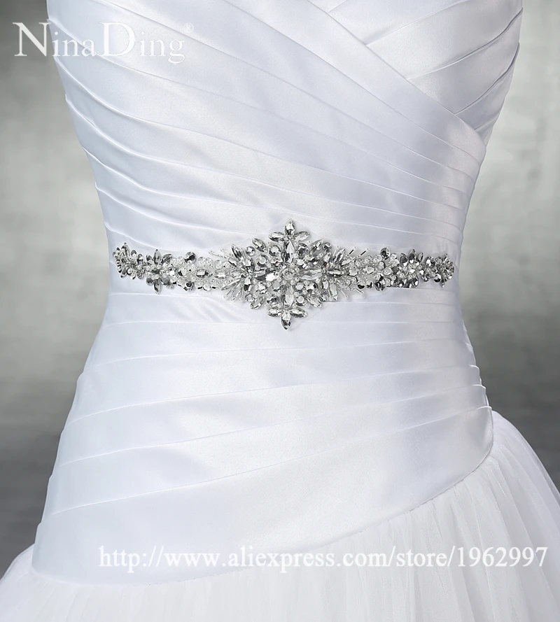 Hot Sale White Vestido De Noiva 2016 New Design A line Perfect Belt Robe Mariage Strapless Lace Up Wedding Dresses zh2043 | Свадьбы и