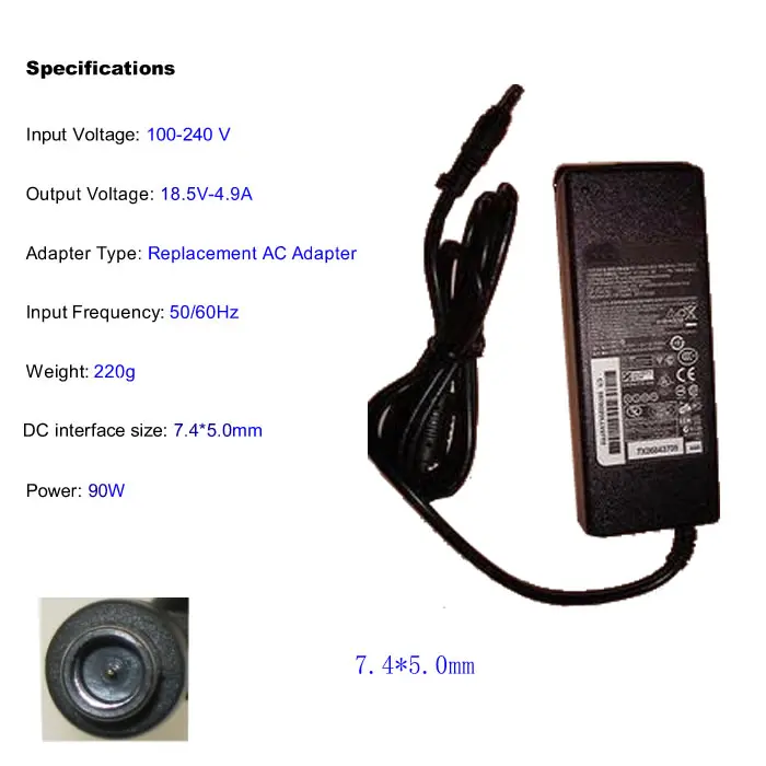Замена для HP 18 5 V 4.9A 7 4*5 0 MMBusiness Тетрадь 2510p 6730s 2230s 6735s nc2400 NC4400 TC4400 CQ32 серии CQ42 |