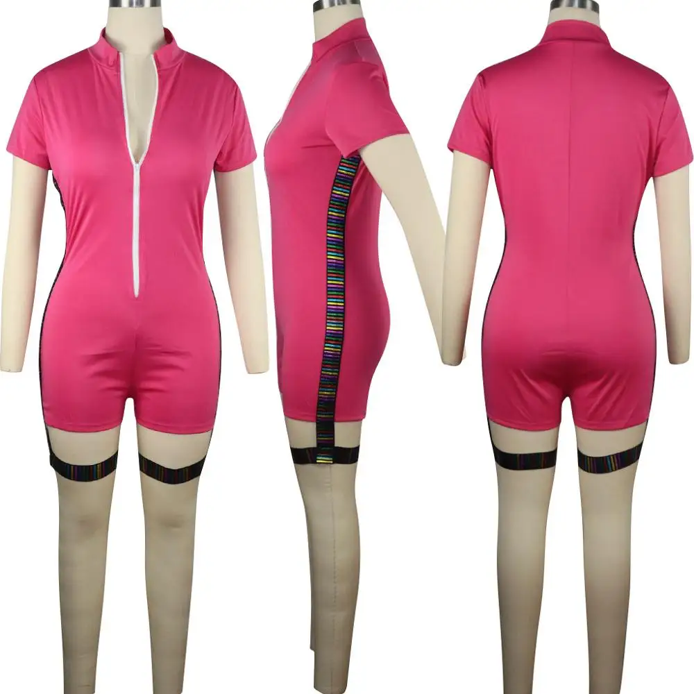 Сексуальные летние комбинезоны Женский Облегающий комбинезон шорты на молнии