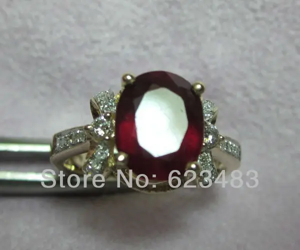 

Rings Natural Diamond Solid 14kt Yellow Gold Red Blood Ruby Engagament