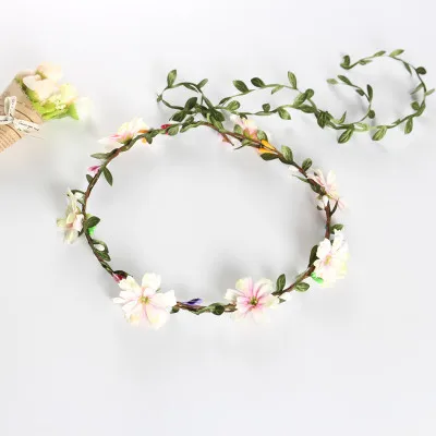 light pink Для взрослых детей искусственная Цветочная Гирлянда головной убор Венок лента обруч для волос повязка для невесты Принцесса Корона День рождения свадебное украшение - Цвет: light pink
